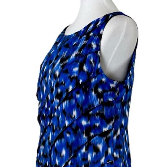 Ann Taylor Sheath Dress Silk Tiered Blue Multi Abstract Print Women’s Size 12 - Picture 10 of 14